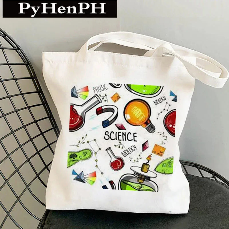 Unisex Canvas Printing Letter Cute Square Open Canvas Bag