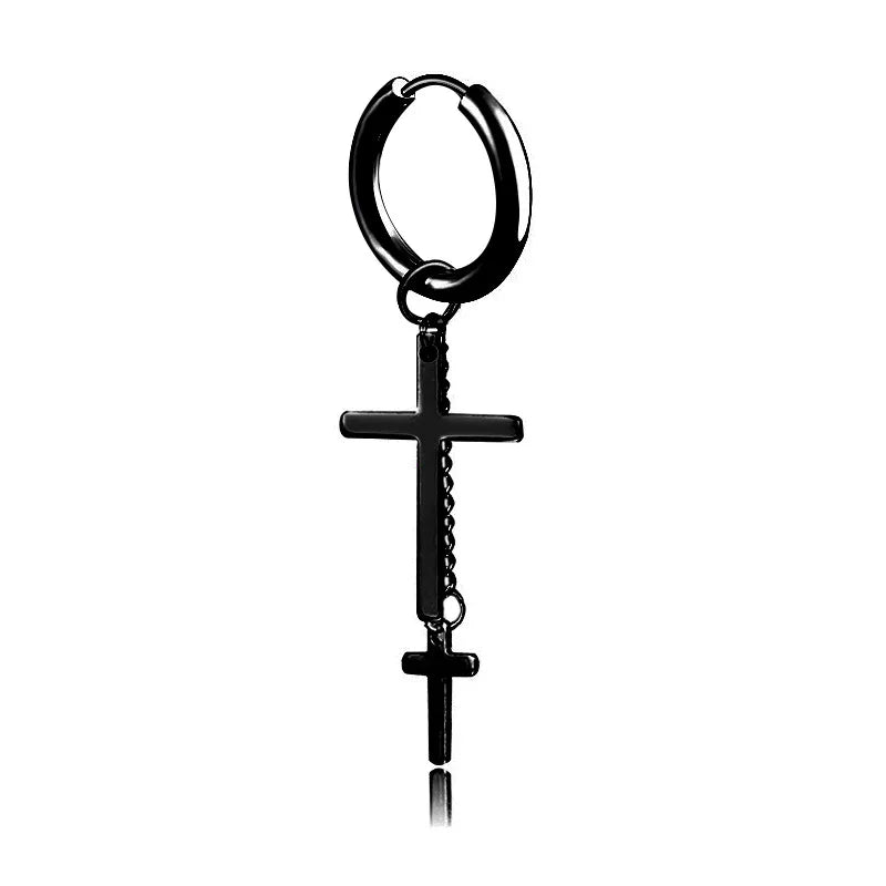 punk titanium steel earrings men's long tassel chain earrings single