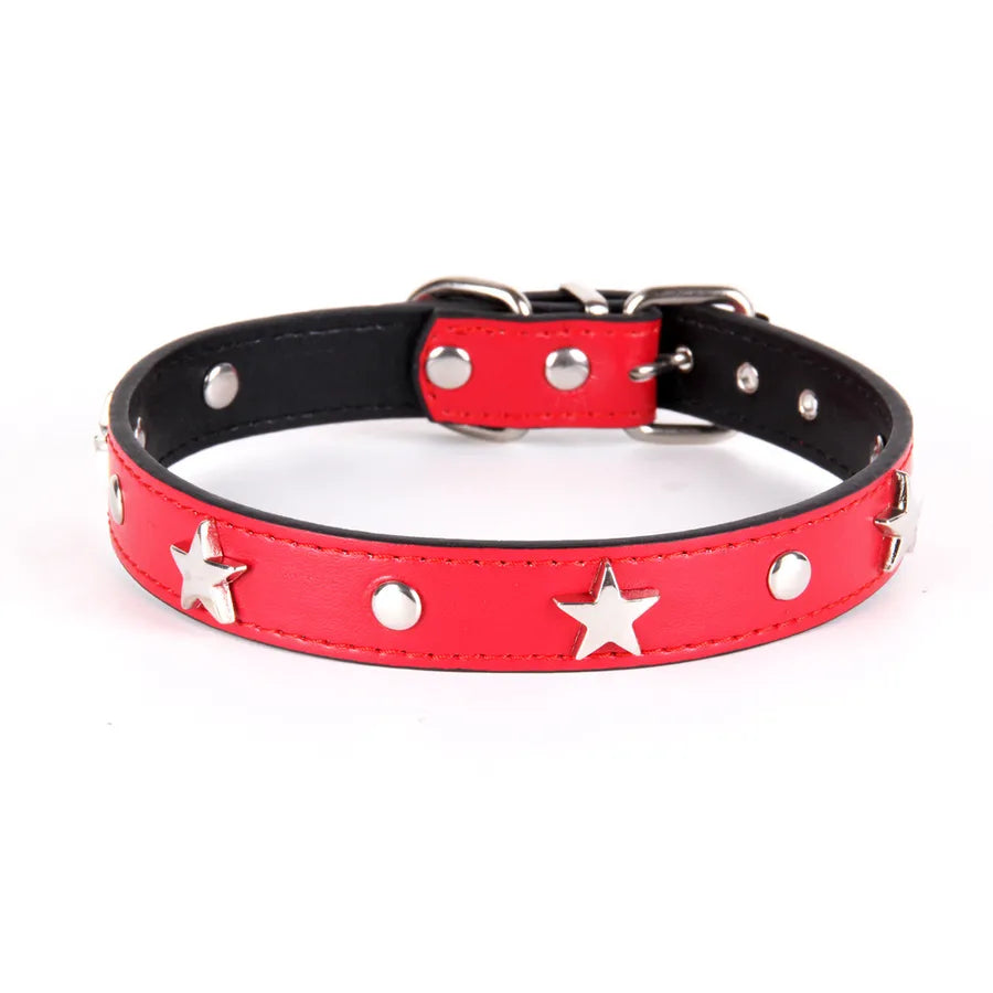simple style pu leather solid color pet collar