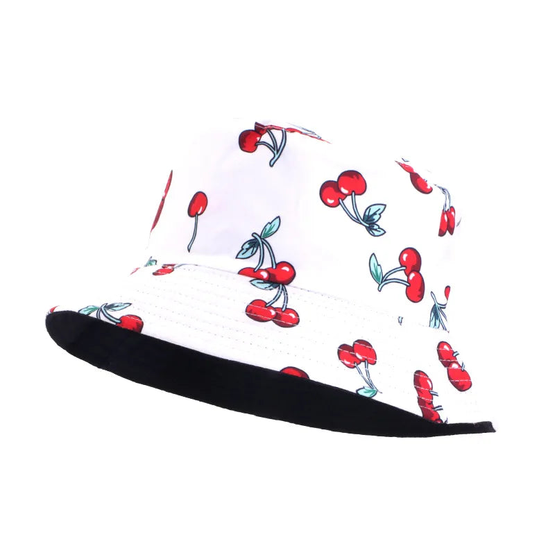 Double-Sided Wear Fisherman Hat Outdoor Travel Sunshade Cap Printed Bucket Hat Flat Top Hat Casual Elegant Women Style Summer Hat