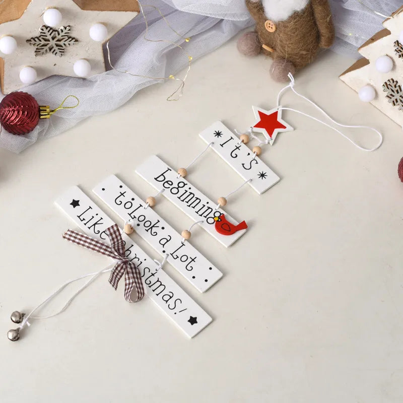 christmas cute letter wood party hanging ornaments