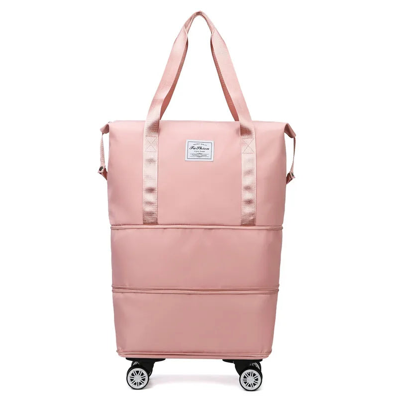 Travel bag large capacity universal wheel student business trip waiting storage bag waterproof wet and dry separation expandable luggage bag