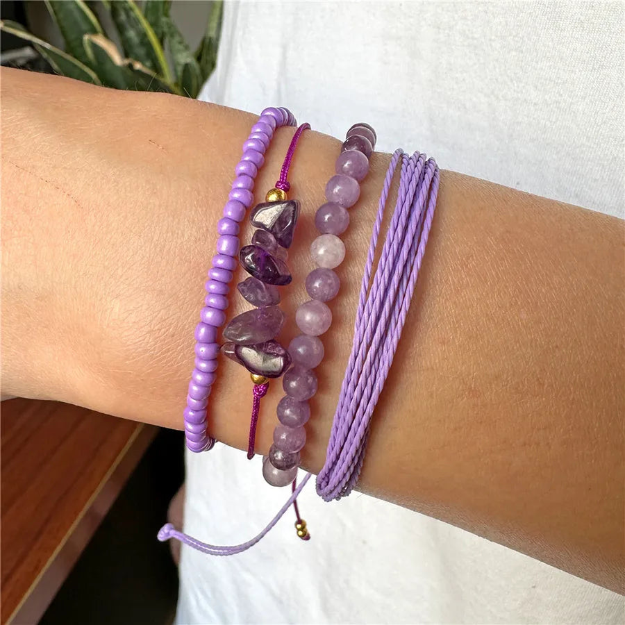 Elegant Geometric natural stone Crystal Seed Bead Bracelets In Bulk
