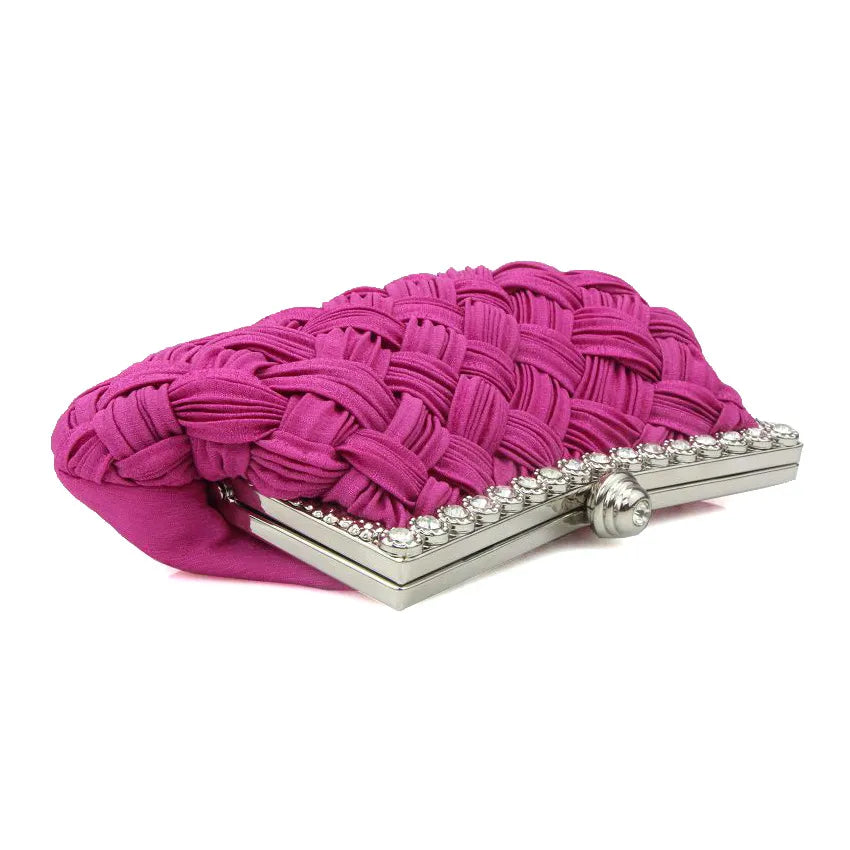 white red purple polyester solid color rhinestone dumpling shape evening bags