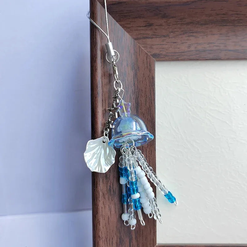 Resin Mermaid Shell Keychain Ocean Animal Mobile Phone Strap Bag Pendant Cute Tropical Style Four Seasons Universal Jewelry Accessory