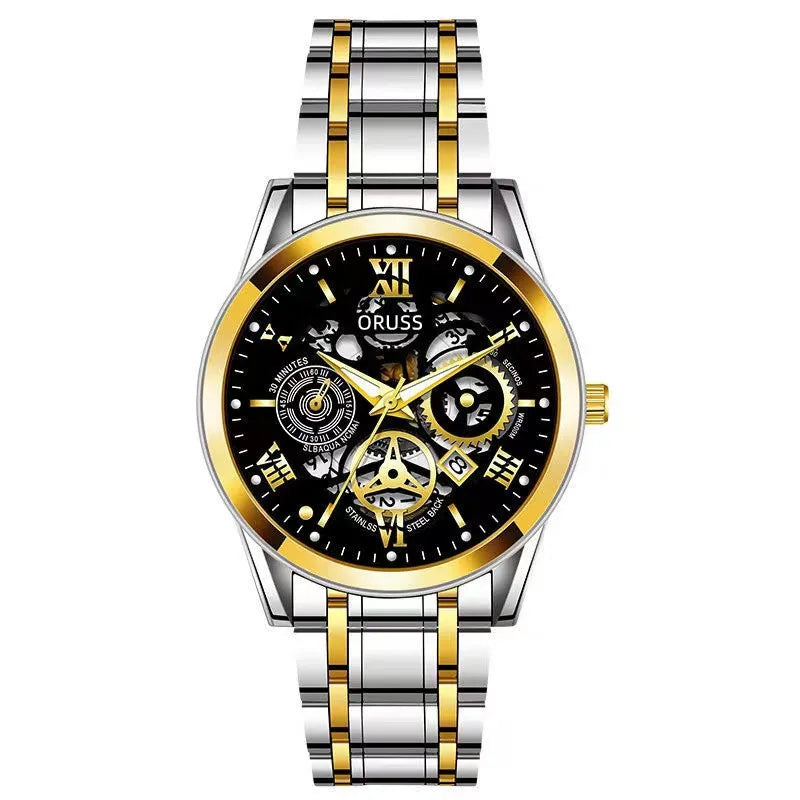 business solid color single folding buckle quartz men's watches