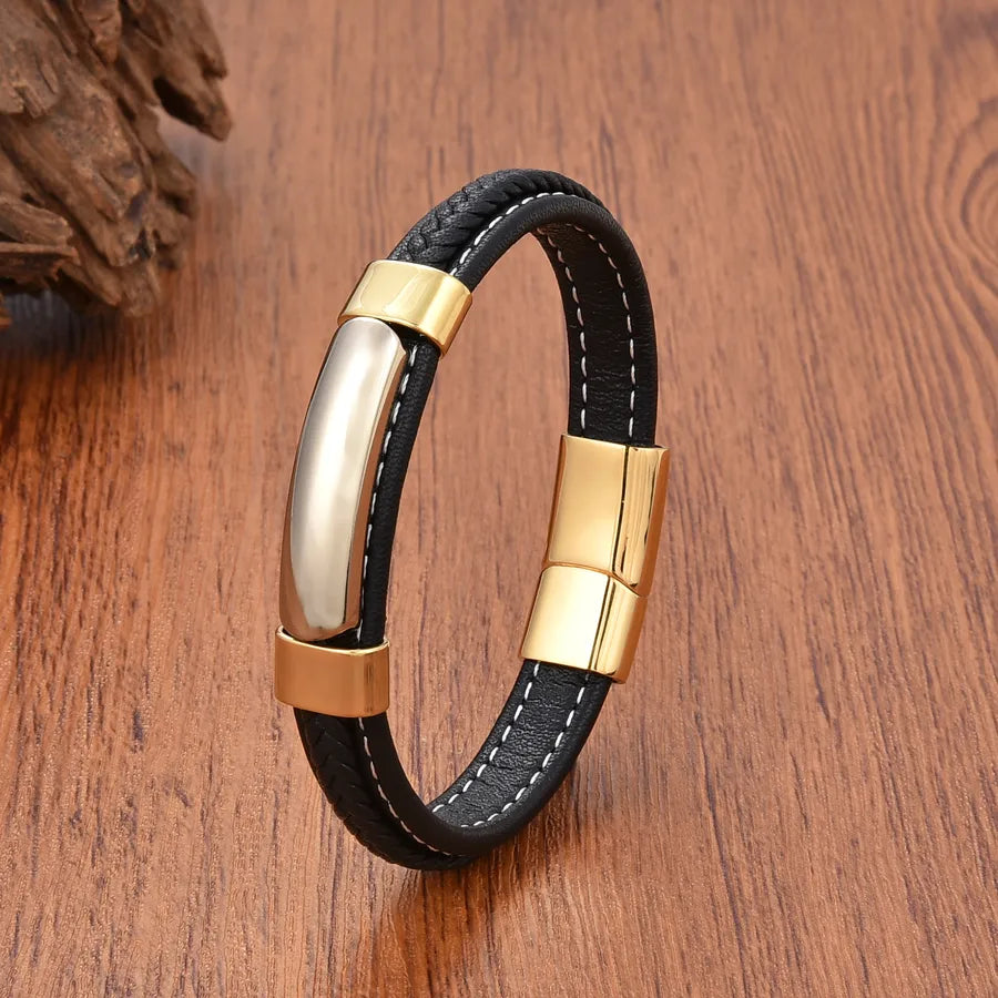 Vintage Style Geometric Turquoise 304 Stainless Steel Leather rope Wholesale Bracelets