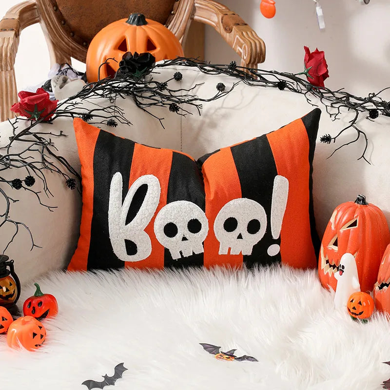 Halloween Ghost Cushion Covers Living Room Sofa Pillow Office Chair Pad Cartoon Anime Simple Style Ghostly Spooky Decor