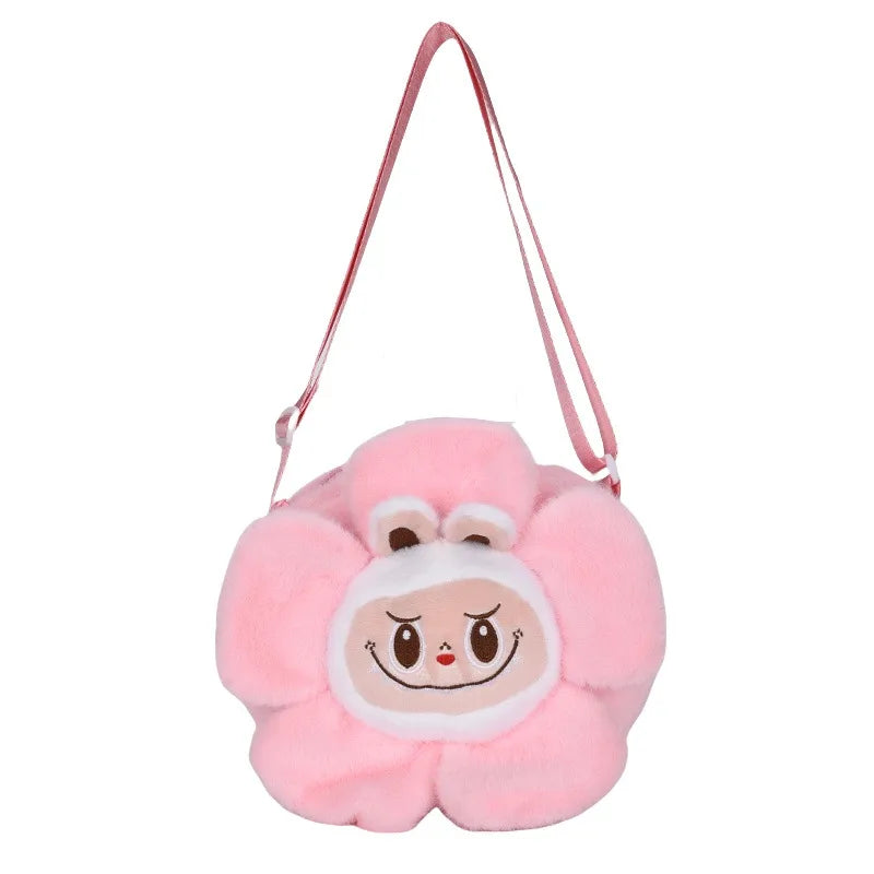 Women's Small Plush Cartoon Cute Round Zipper Crossbody Bag