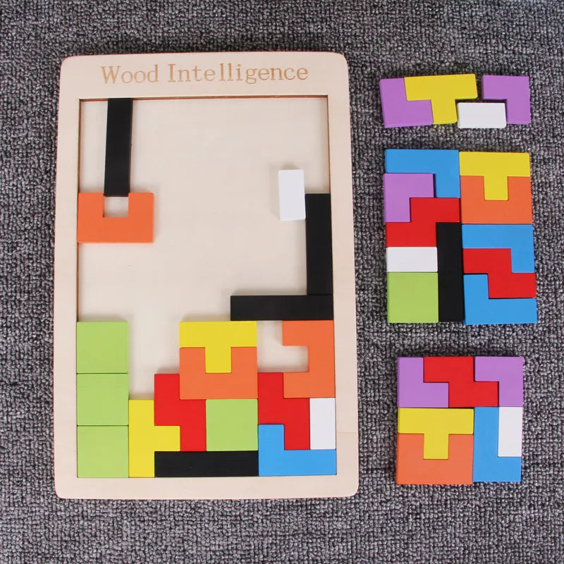 puzzles toddler(3-6years) color block wood toys