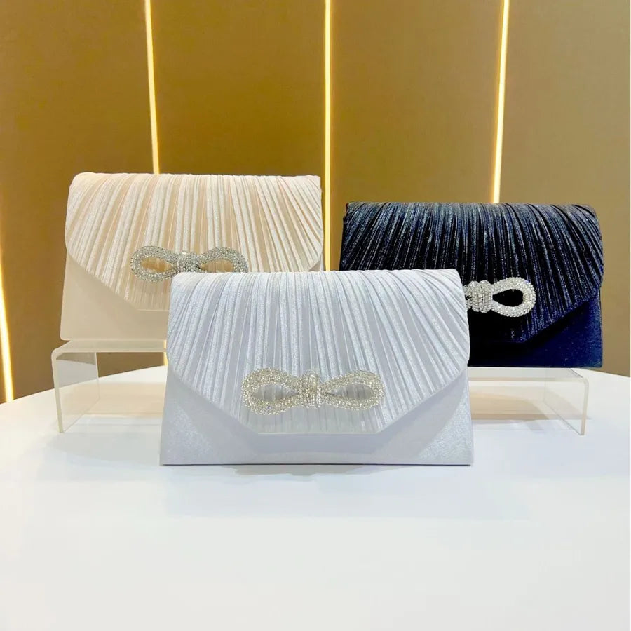 Handmade Butterfly Knot Full Drill Rhinestone Elegant Personality Clutch Bag Square Polyester Evening Bag Luxury Sensation