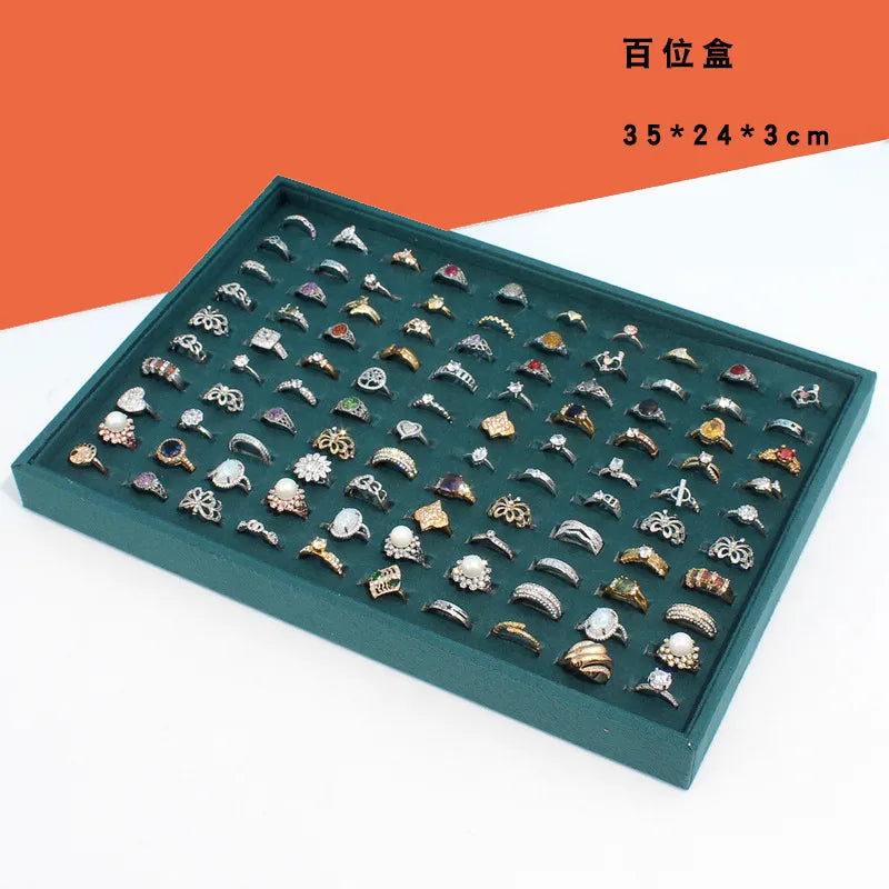 Dark Green Jewelry Necklace Box Ring Bracelet Jade Storage Box Bangle Pendant Display Props Earring Jewelry Tray