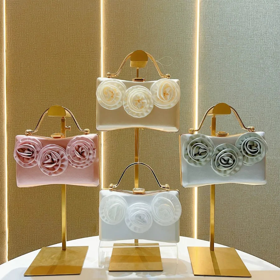 New Diamond Embedded Silk Handbag Fashion Party Evening Gown Bag Banquet Crossbody Dinner Bag Pillow Shape Polyester Material