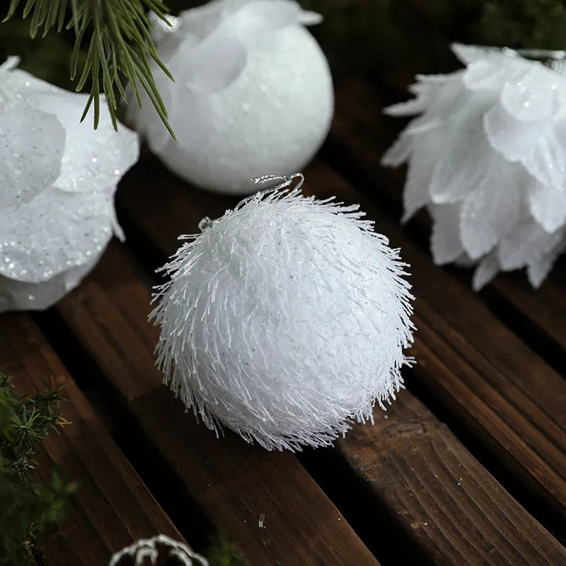 White Petal Foam Christmas Ball Decorations Christmas Tree Ornaments Festive Atmosphere Accessories Business Style European New Version
