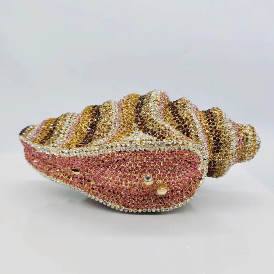 Metal Conch Rhinestone Evening Bags