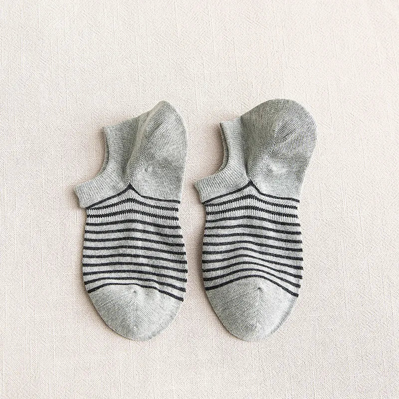 Casual Elegant Men's Stripe Cotton Ankle Socks A Pair