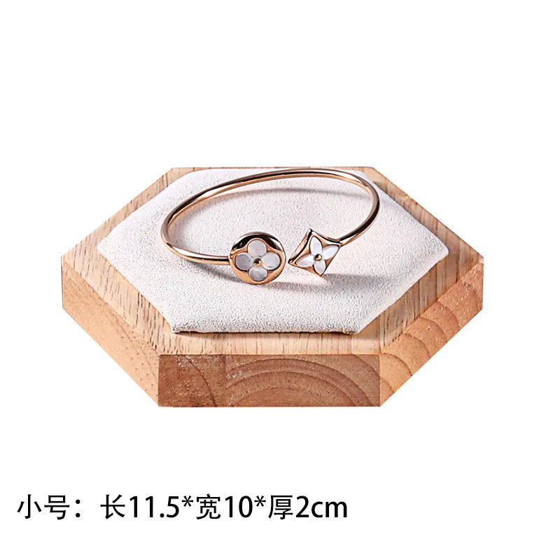 Jewelry Display Stand Earring Bracelet Necklace Ring Holder Wooden Hexagonal Structure Academic Style Crafted From Solid Wood