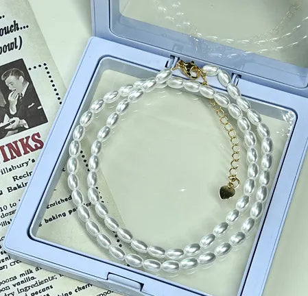 Elegant Geometric Artificial Pearl Copper Beaded Chain Beaded Necklaces Wholesale