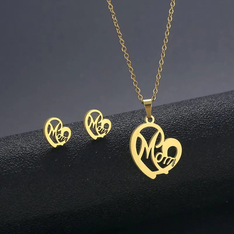 Wholesale Jewelry IG Style Casual Streetwear Moon Hand Of Fatima Butterfly 201 Stainless Steel cable chain Small Stud Earrings Necklace
