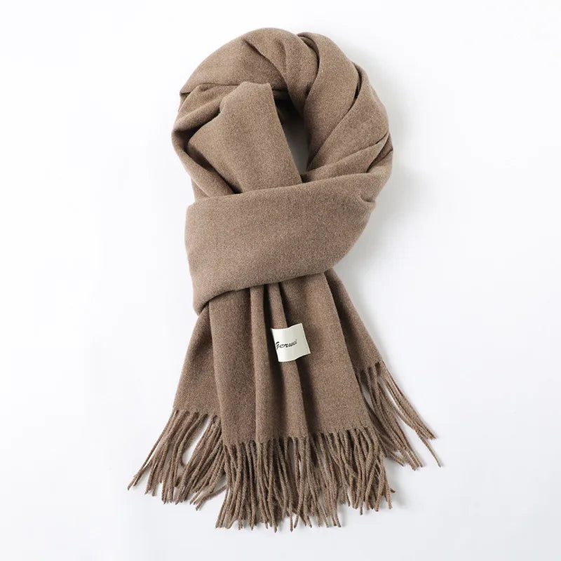women's simple style solid color imitation cashmere scarf