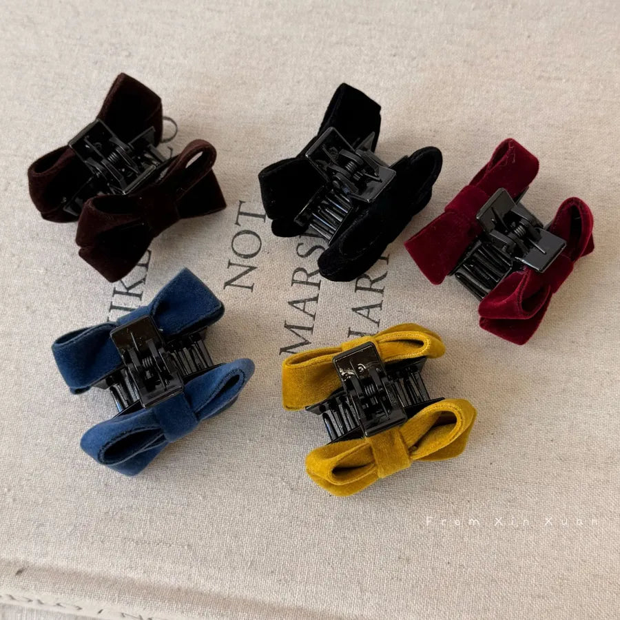 Velvet Butterfly Knot Small Hair Clip Women's Princess Style Hair Accessories Fairy Tale Feel Non-Etched Hair Grips