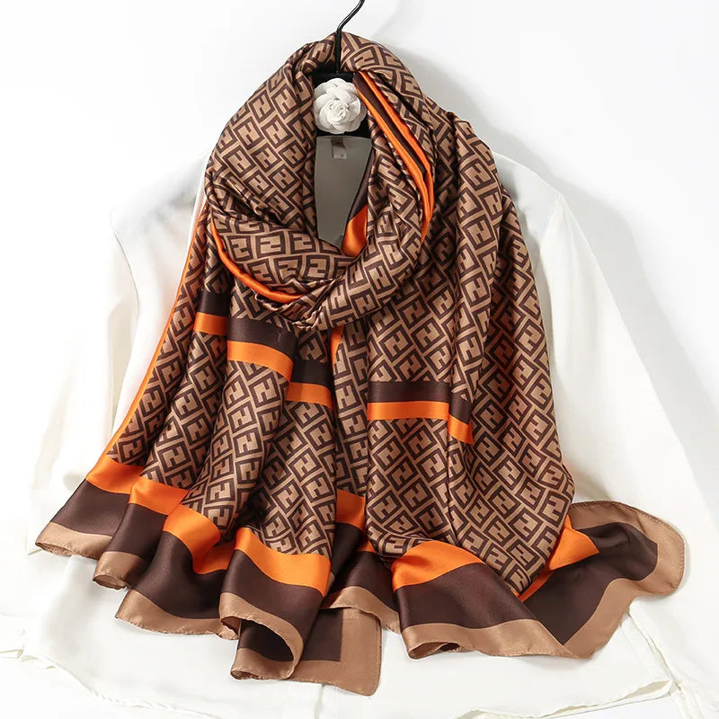 women's lady flower cloud brocade printing scarf
