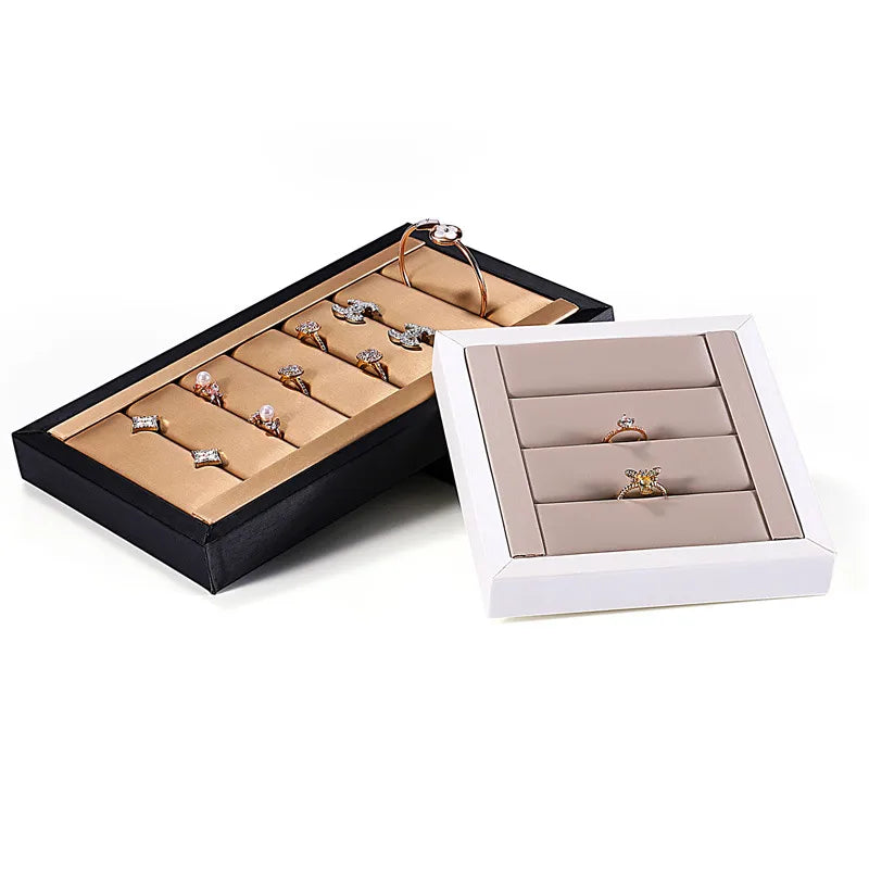 Jewelry Display Stand Ring Earring Bracelet Organizer Counter Decoration Rectangular Wooden Tray Luxury Feel Combination Craft