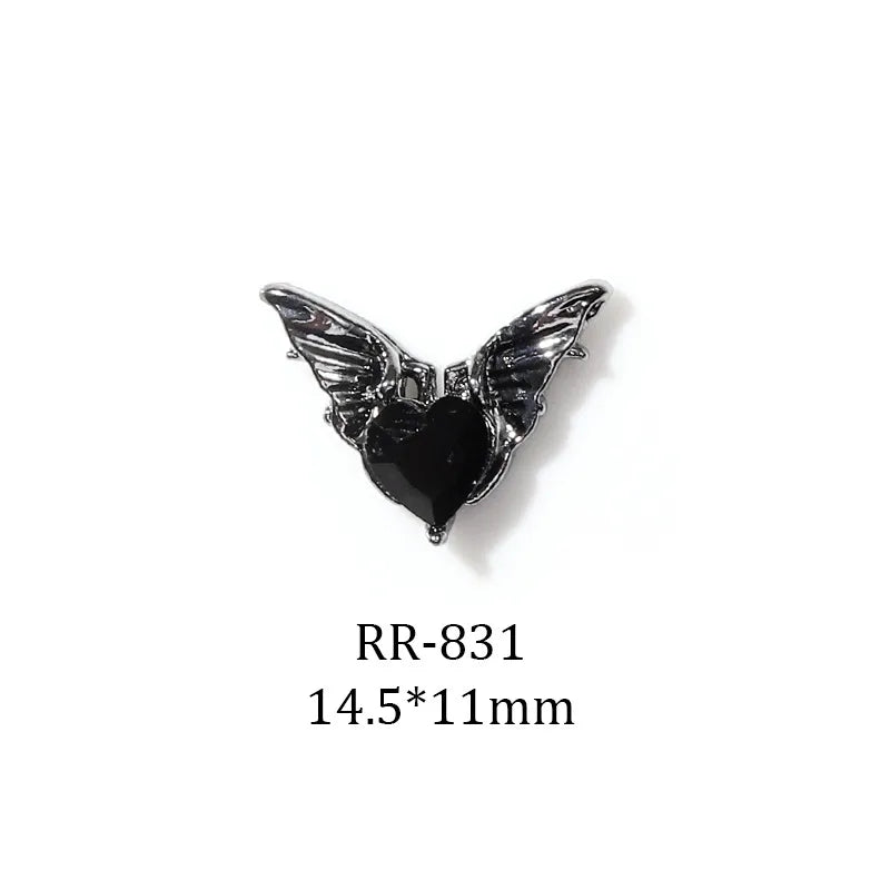 Halloween Dark Series Nail Ornament Three-Dimensional Diamond-Inlaid Cross Love Alloy Nail Accessories Wholesale