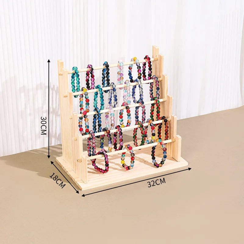Solid Wood Bracelet Jewelry Display Stand Stall Wares Watch Accessory Storage Rack Hair Tie Headband Organizer Holder