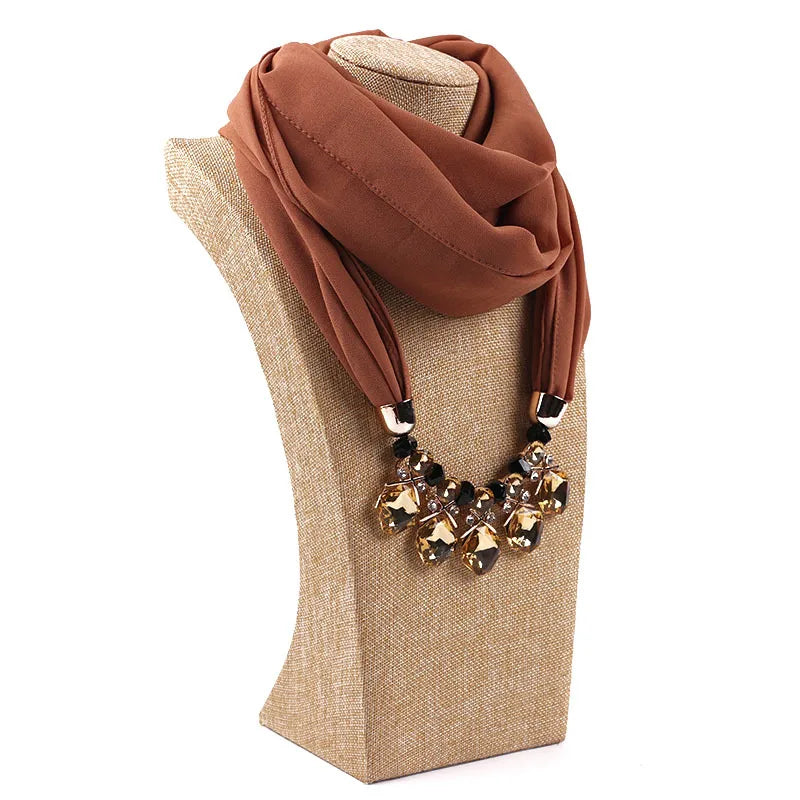 women's elegant solid color chiffon tassel scarf