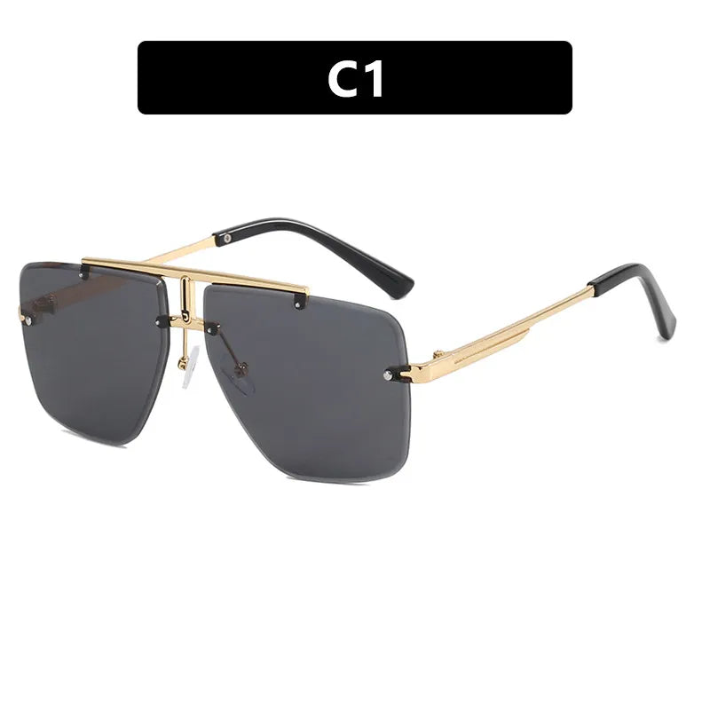 Hip-Hop Punk Streetwear Gradient Color Pc Polygon Frameless Men's Sunglasses