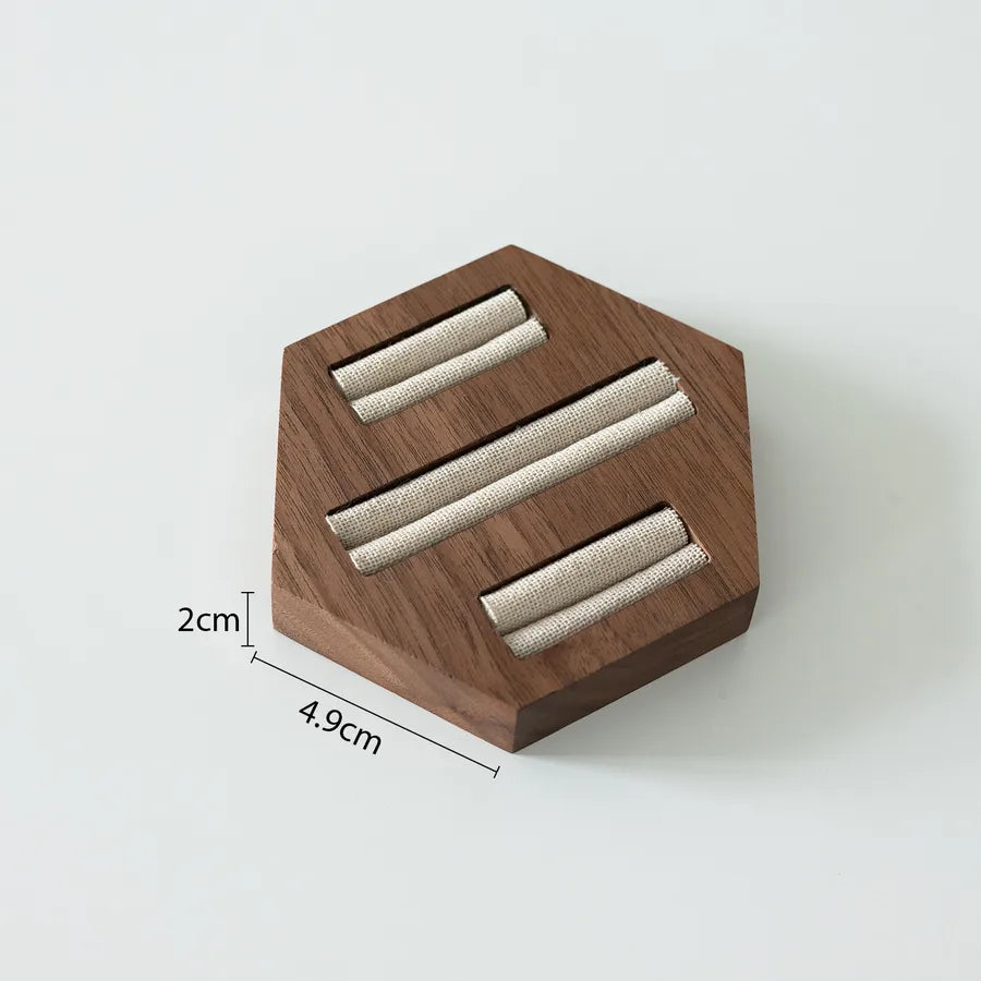 Retro Walnut Color Jewelry Display Stand Ring Earring Necklace Stall Jewelry Accessories Display Plate Shop Counter Top