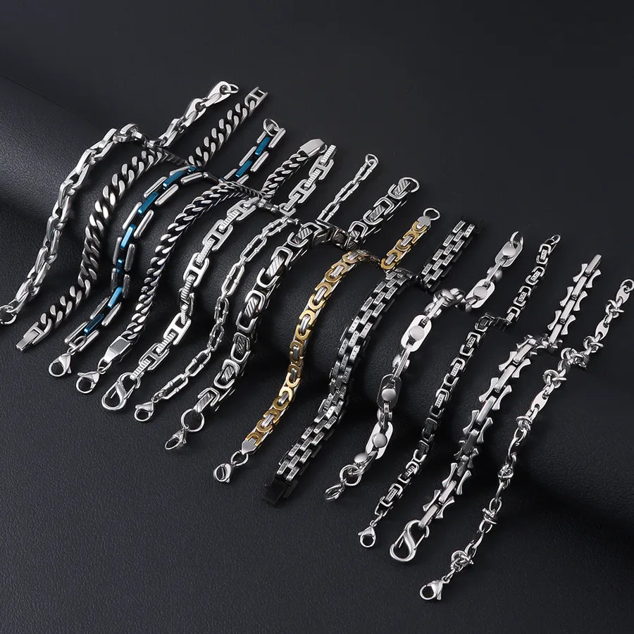 Hip-Hop Geometric 201 Stainless Steel Plating Men's Bracelets Men Chain Bracelets