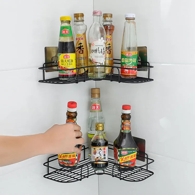 Bathroom Kitchen Corner Storage Rack Bathroom Wall Corner Tripod Corner Rack Iron Punch-free Storage Rack