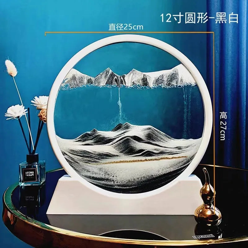Creative 3d Artistic Sand Painting Ornaments Home Decorations Round Landscape Stress Relief Gifts Simple Design