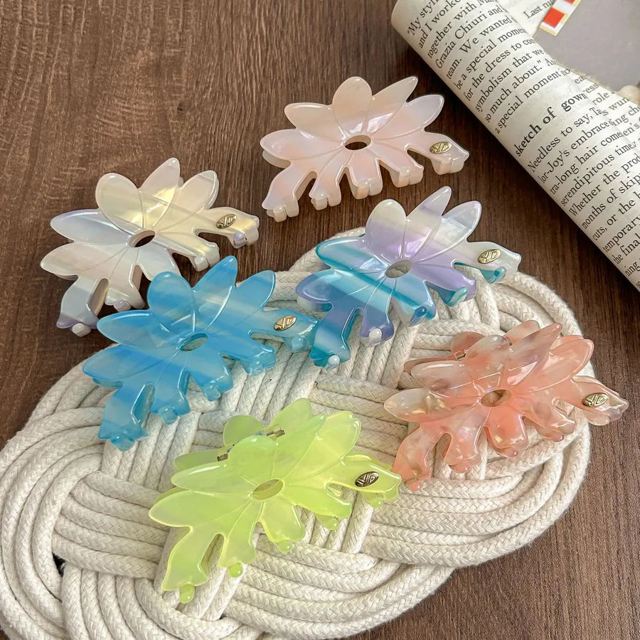 Large Size Acetate Flower Hair Clips New Style Colorful Shark Tail Updo Hair Clips Fresh Girl's Hair Accessories