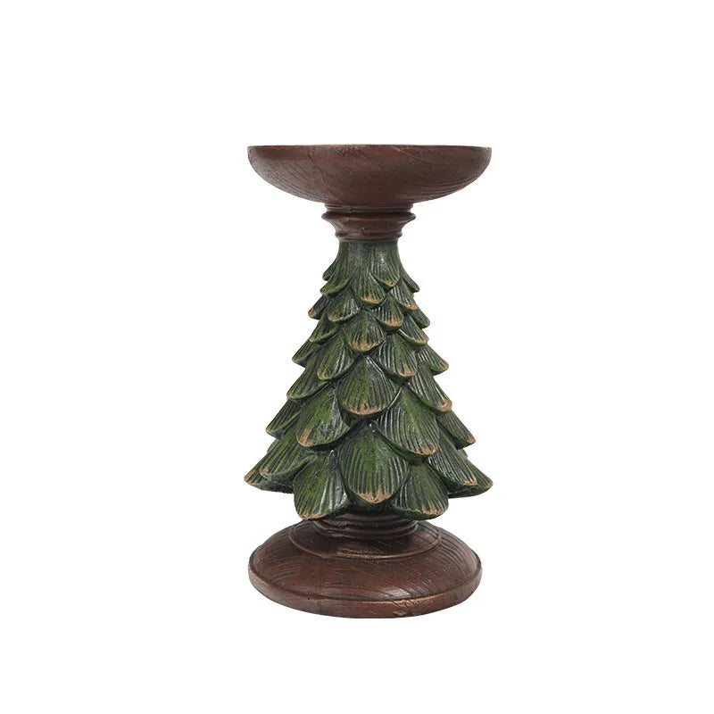 Christmas Retro Christmas Tree Bear Resin Indoor Party Festival candlestick