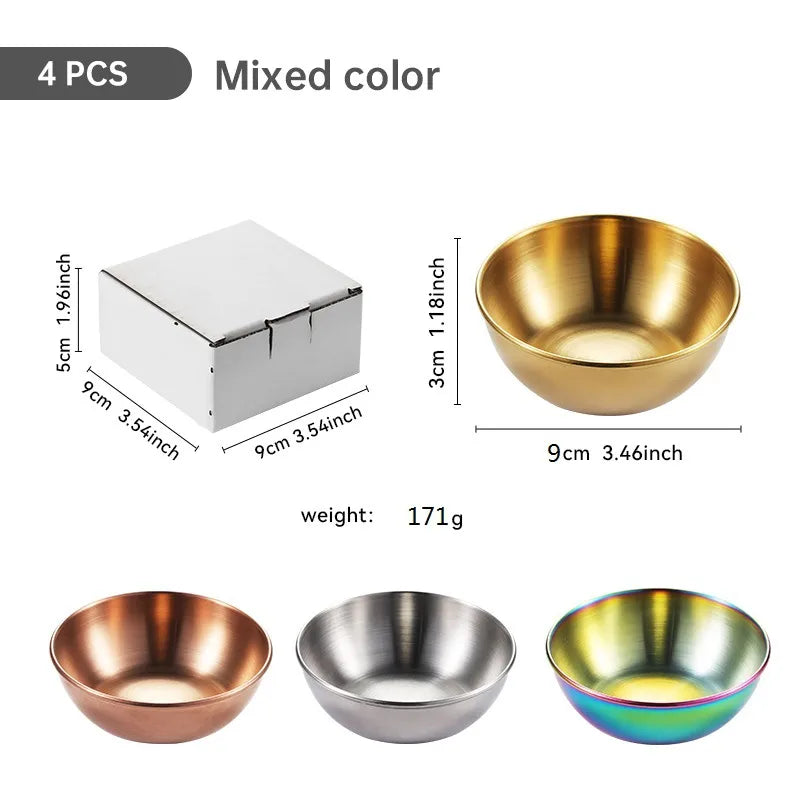 Large Stainless Steel Plate Golden Sauce Seasoning Plate 8-piece Set Household Restaurant Soy Sauce Plate 4-piece Set Dipping Sauce Plate