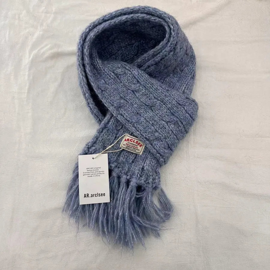 Women's Sweet Simple Style Solid Color Twist Knit Scarf