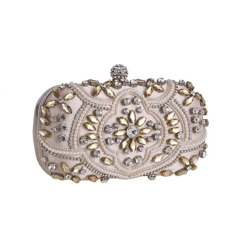 Pink Beige Polyester Geometric Square Evening Bags