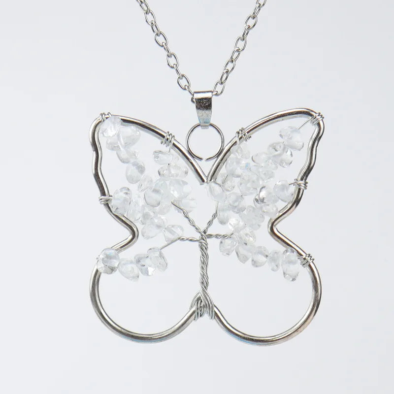 ethnic style butterfly natural stone pendant necklace 1 piece