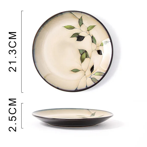 Retro Solid Color Flower ceramics Tableware 1 Piece