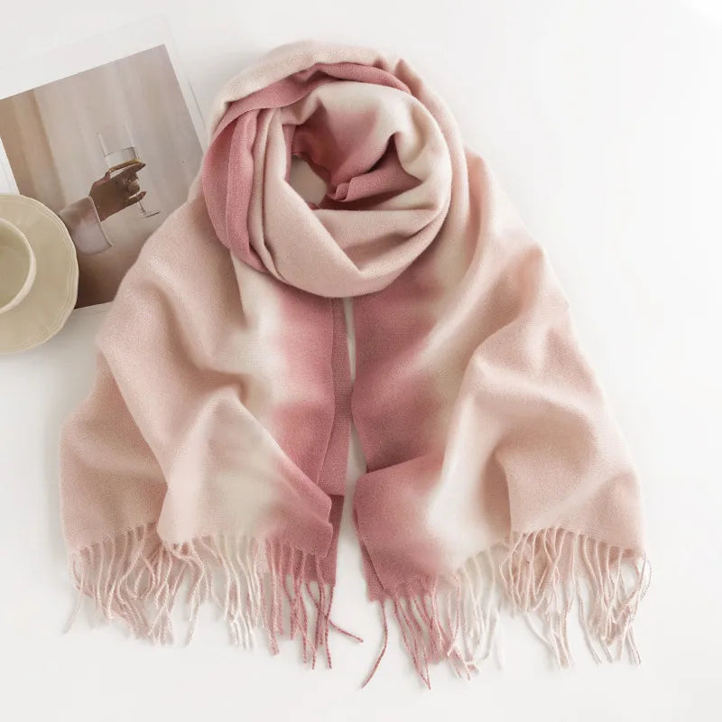 Women's Casual Multicolor Imitation cashmere Tassel Scarf