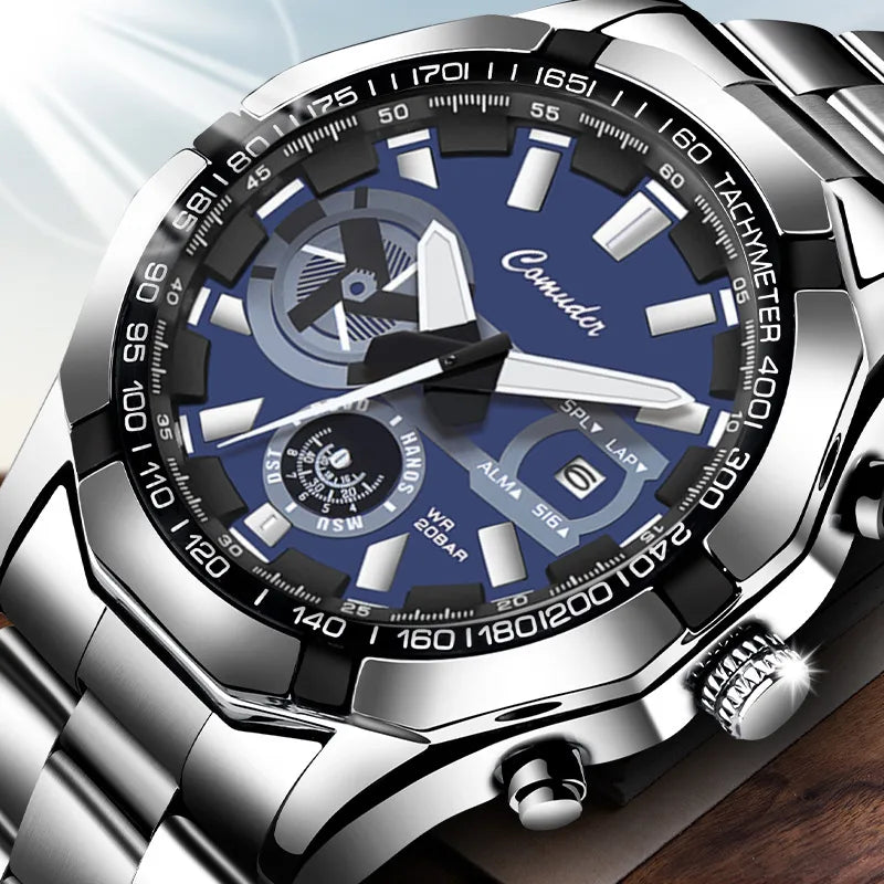 casual geometric single folding buckle quartz men's watches