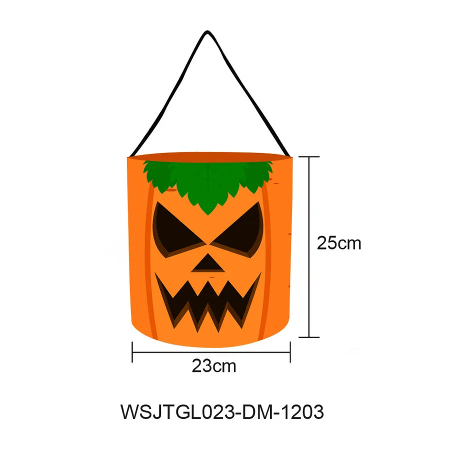 Halloween Candy Bag Pumpkin Shaped Sweet Treat Bag Decoration Arrangement Props Cloth Material Sewing Craft Party Supplies