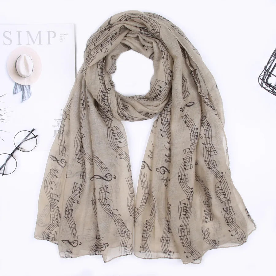 Women's Simple Style Notes Polyester Scarf