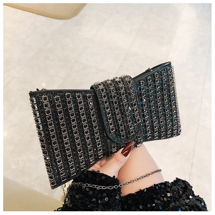 New   Retro High-Grade Clutch Full Diamond Shoulder Crossbody Ladies Bag Small Bag Socialite Dinner Bag