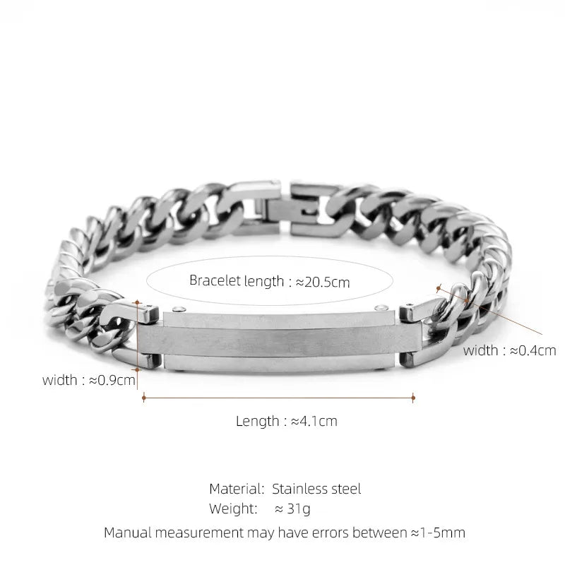 Hip-Hop Geometric 304 Stainless Steel Plating Men's Bracelets Men Chain Bracelets