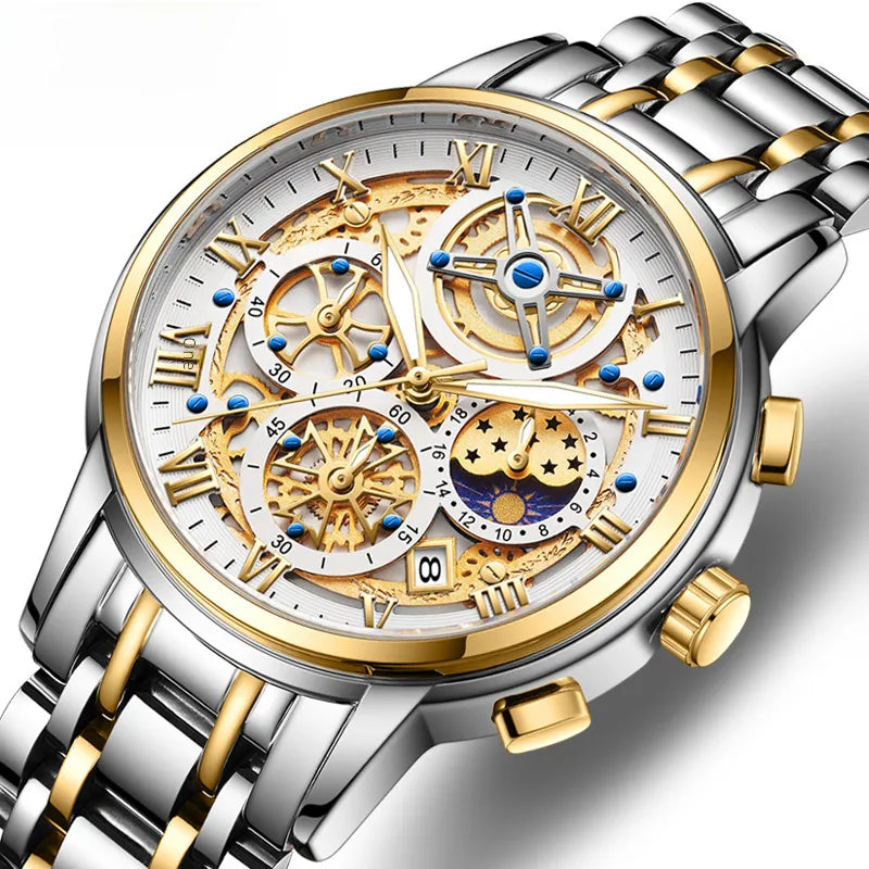 LIGE  Special for New Explosions Men's Quartz Watch Multifunctional Waterproof Watch Hollow Concept Watch