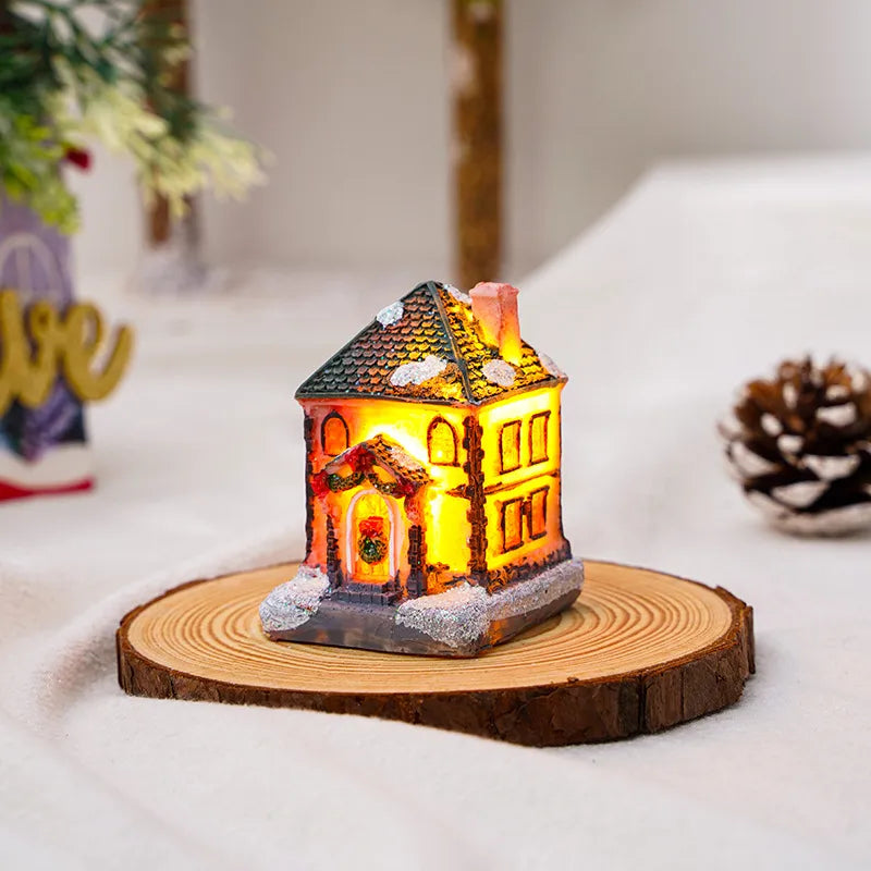 Christmas Vintage Style House Resin Daily Festival Ornaments